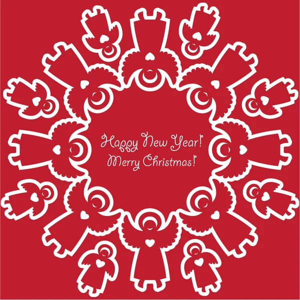 La plantilla-de-nuevo-año-la felicitación-es-un-copo de nieve-de-christma — Archivo Imágenes Vectoriales