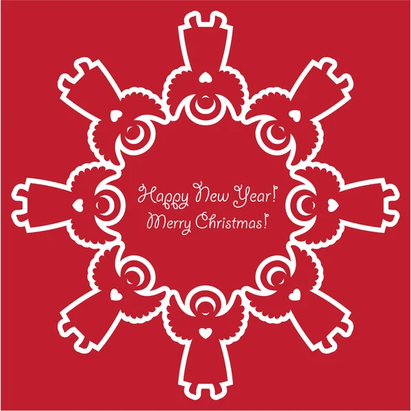 Plantilla-de-nuevo-año-felicitación-es-un-copo de nieve-de-emplean - — Vector de stock