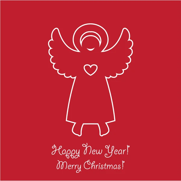 Template-of-New-Year-Congratulation-Christmas-Angel — Stok Vektör