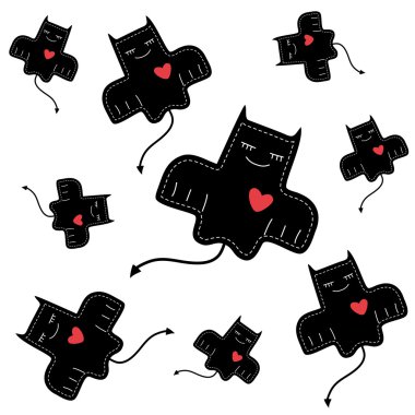 Pattern of flying lovers imps clipart