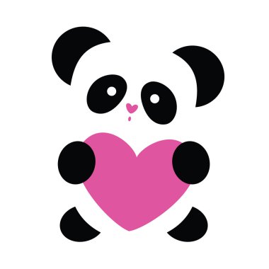 Love the panda with the heart on a white background clipart