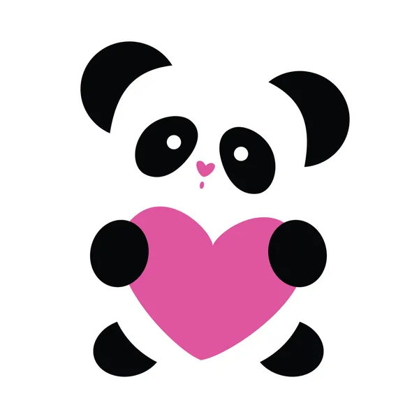 Láska Panda Srdcem Bílém Pozadí — Stockový vektor