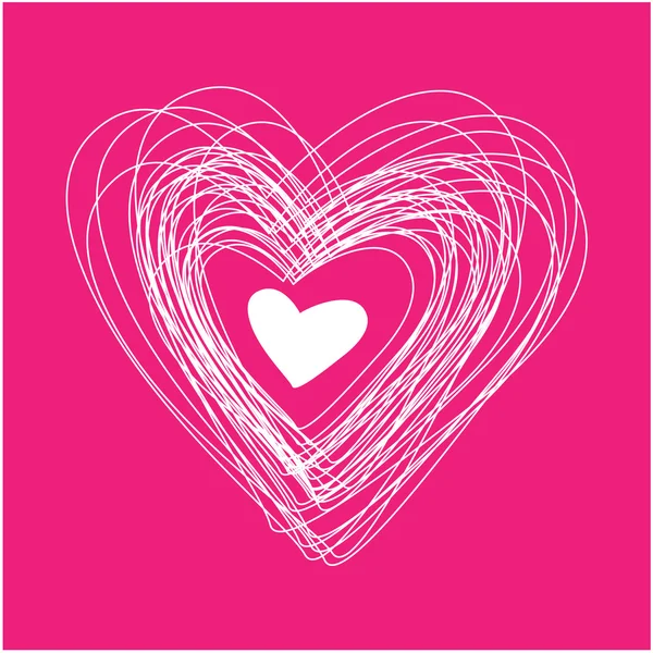 Vorlage Für Die Glückwünsche Zum Valentinstag Weißes Herz Auf Rosa — Stockvektor