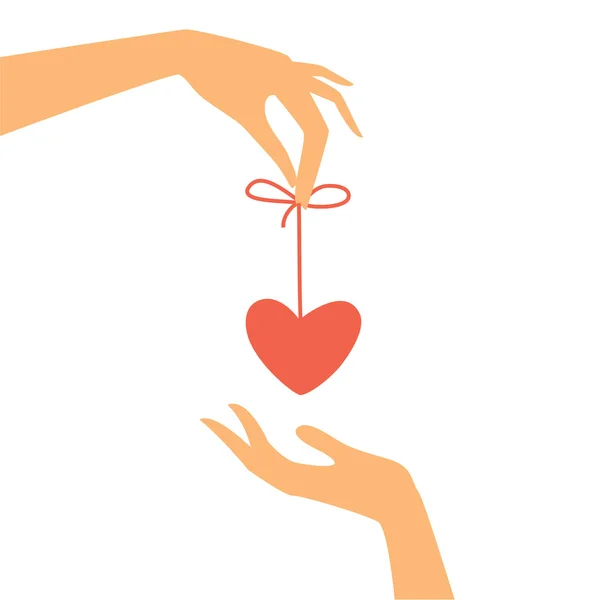 Congratulações Com Dia Dos Amantes Coração Presente Mão Mão Fundo — Vetor de Stock