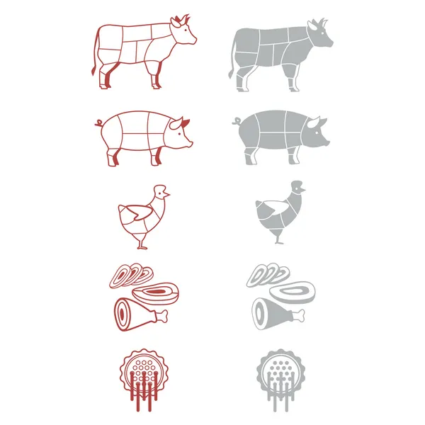 Signos Iconos Para Supermercado Denotación Carne — Vector de stock