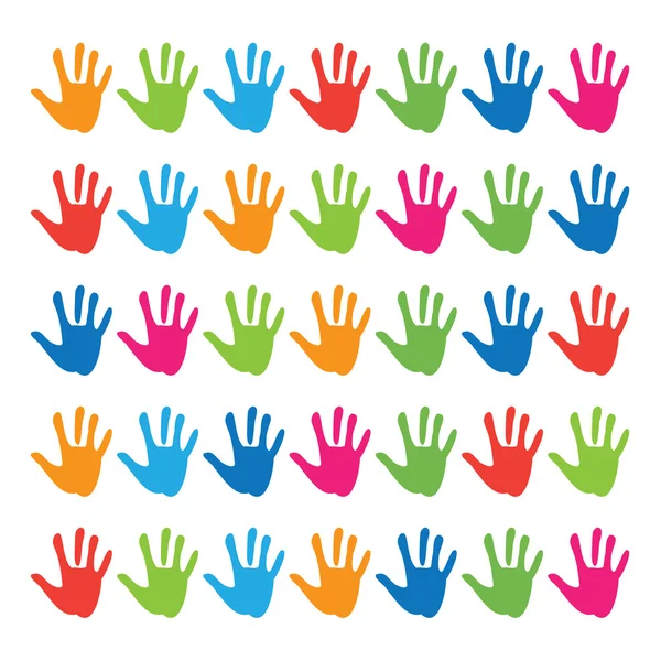 Hand Prints White Background — Stock Vector