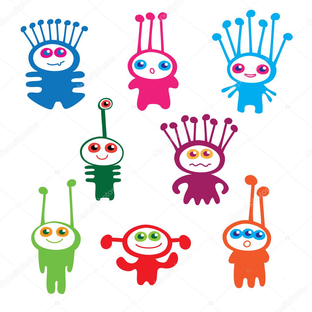 Children's collection of funny aliens