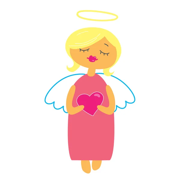 情人节那天 有一颗心的天使的象征 — 图库矢量图片