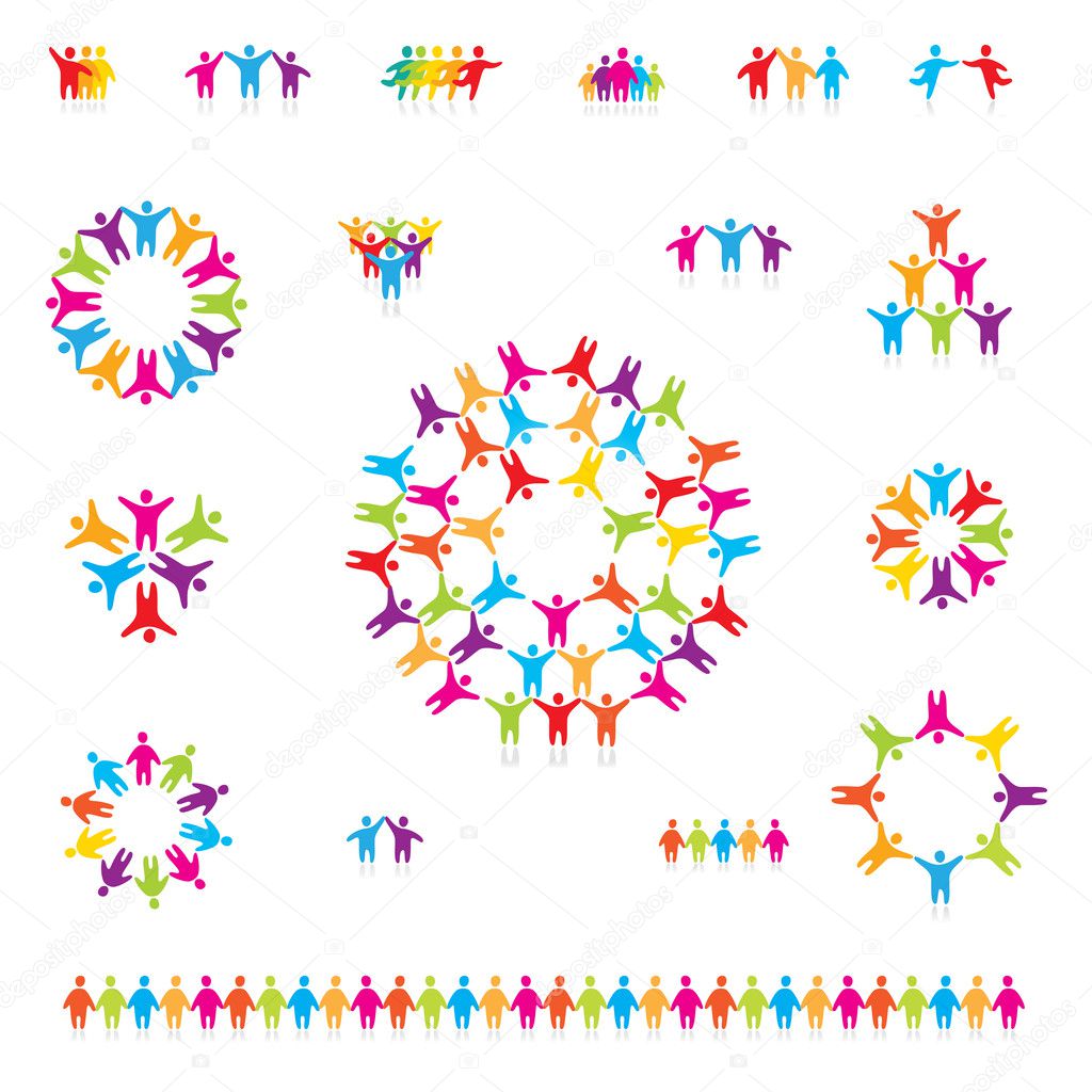 Various colorful set of icons - successful team. For your designs
