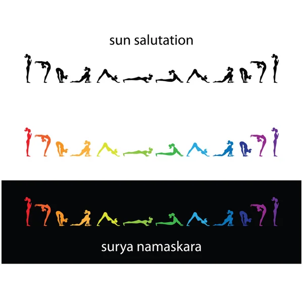 瑜伽-苏里亚-namaskara — 图库矢量图片