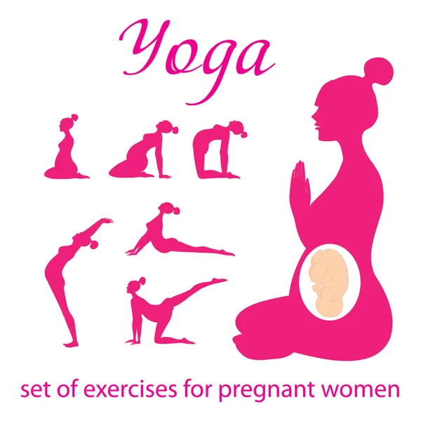 Набор упражнений для беременных женщин — стоковый вектор
