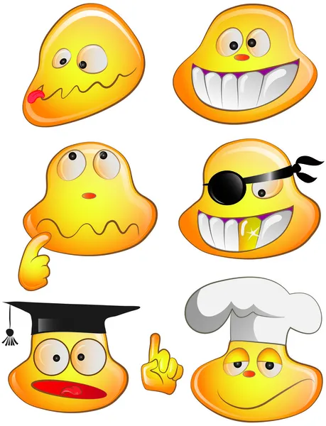 Set of funny smiles. — Stock Vector