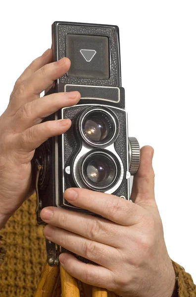 Câmera foto estúdio de fotografia mãos — Fotografia de Stock