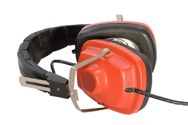 Grandes Auriculares Rojos Con Cable Negro Herramientas Audio Profesionales — Foto de Stock