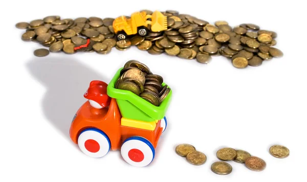 Gold coins transportation — Stock Photo, Image