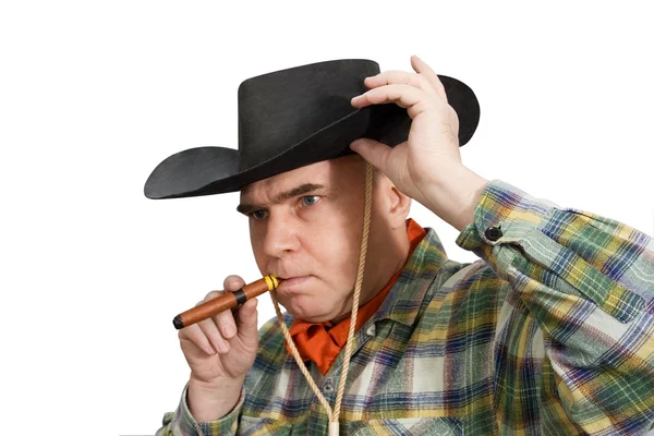 Hombre en un sombrero de vaquero —  Fotos de Stock