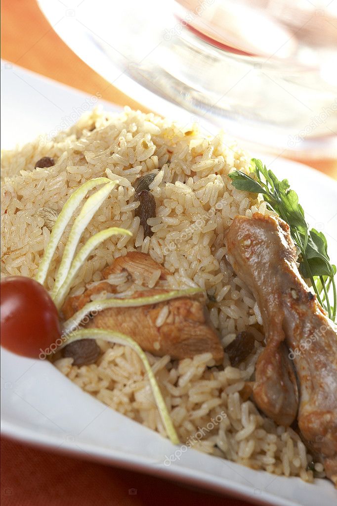 Biryani rice and chicken