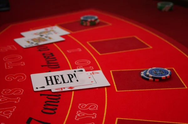 Siyah jack - casino - kartı - oyun - yardım — Stok fotoğraf