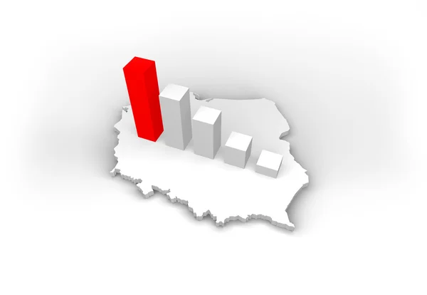 3d map of poland with bars — Stock Photo, Image