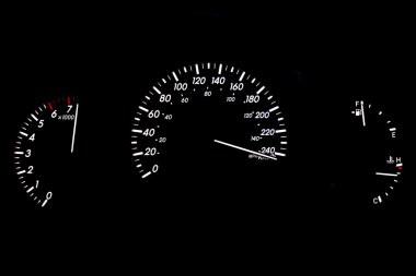 High Speed Car Gauge Display Isolated on Black clipart