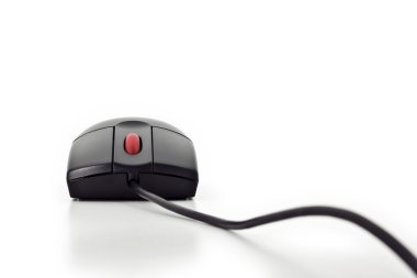 Black Computer Mouse With Red Wheel clipart