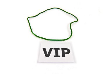 VIP pass üzerinde beyaz izole