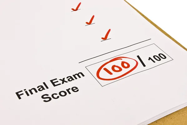 Final Exam Marked With 100% — Zdjęcie stockowe