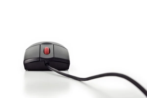 赤いホイール付きの黒のコンピューター マウス — ストック写真