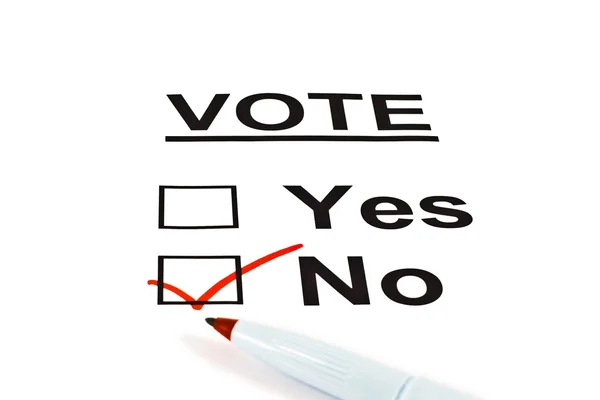 Ja / ingen omröstning valsedeln Form utan kollade — Stockfoto