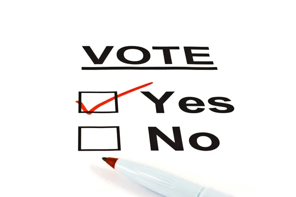 Yes / No Vote Ballot Form With YES Checked — Stock Photo, Image