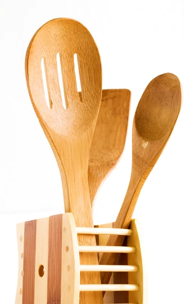 Set of kitchen utensils made of bamboo — Stock Photo, Image