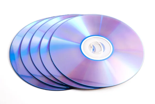Five Compact Discs White Background — Stock Photo, Image