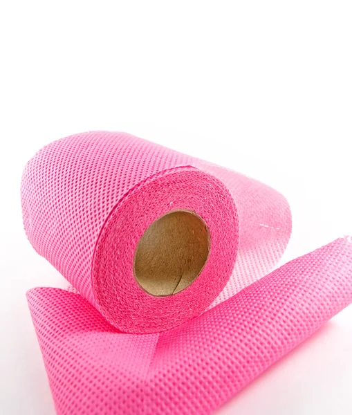 Pink Toilet Paper White Background — Stock Photo, Image