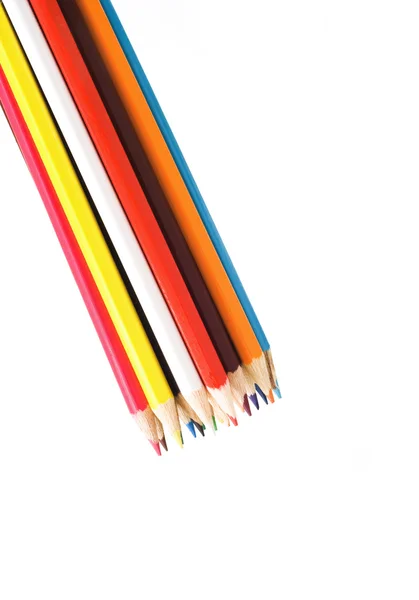 Kilka Ołówków Białe Tło Nastawienie — Zdjęcie stockowe