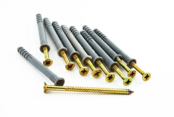 Screws with dowels — Stock Photo, Image