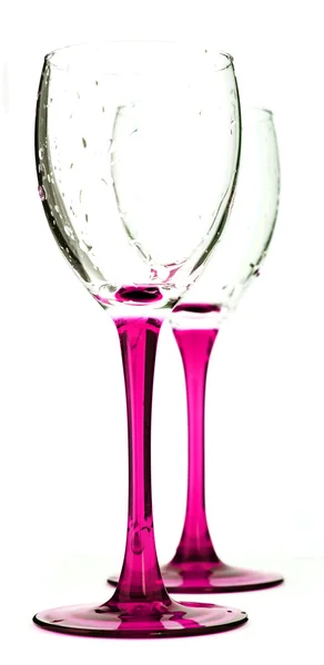 茎の色は 白の背景に つのワイングラス — ストック写真