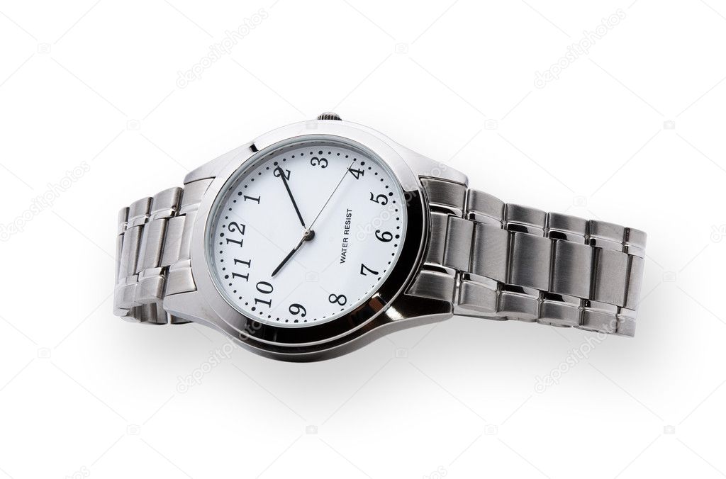 Men's wristwatch in isolation, the white background