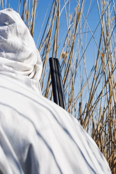 stock image Hunter with a gun in ambush