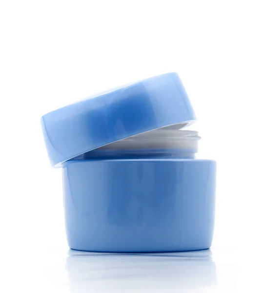 Blue Jar Cosmetic Cream White Background — Stock Photo, Image