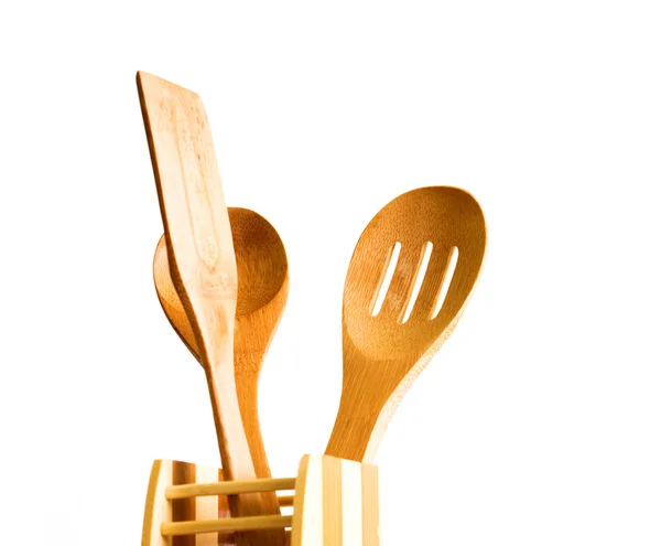 Set von Küchenutensilien aus Bambus — Stockfoto