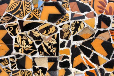 Artistic mosaic in Antoni Gaudi's Park Guell clipart