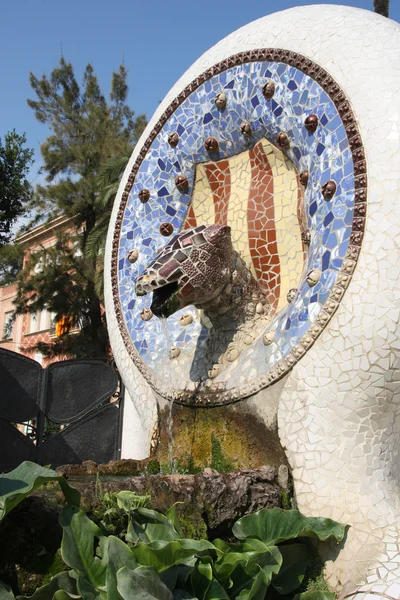 stock image Artistic fountain in Antoni Gaudis Park Guell