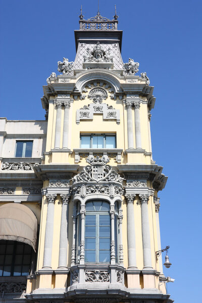 Barcelona port authority building - decorative facade art detail.