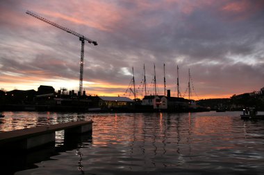 Harbor sunset in Bristol clipart