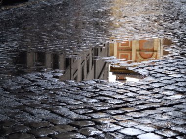 Reflection in puddles after rain clipart