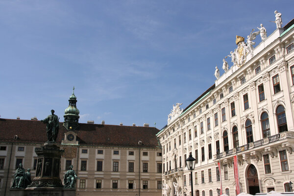 Hofburg palace courtyard. Vienna historic landmark. Old architecture.