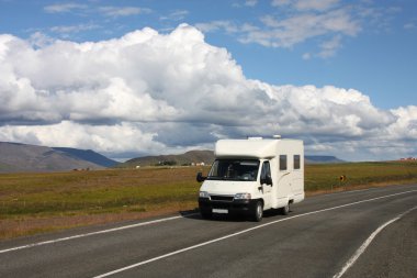 Camper van in Iceland clipart