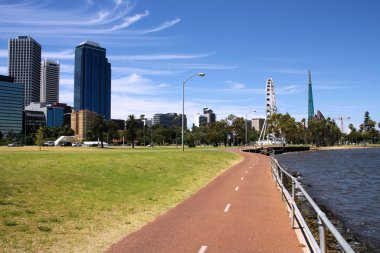 Perth, Western Australia. Bicycle route and summer cityscape. clipart