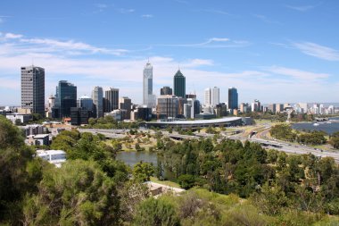 Perth, Australia. City wide skyline view from Kings Park. Australian urban cityscape. clipart