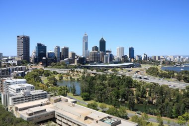 Perth skyline from Kings Park. Australian city view. clipart